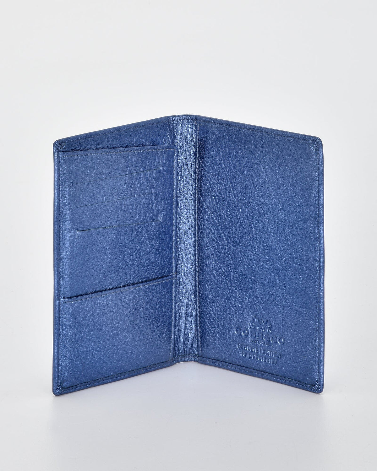Billy RFID Leather Passport Wallet - Blue COBB & CO 