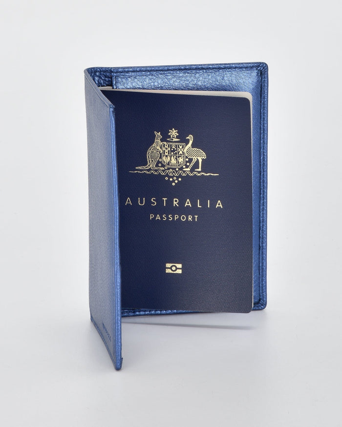 Billy RFID Leather Passport Wallet - Blue