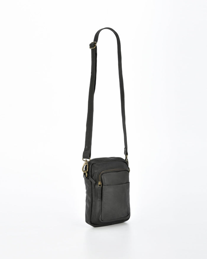 Booral Leather Crossbody Bag - Black