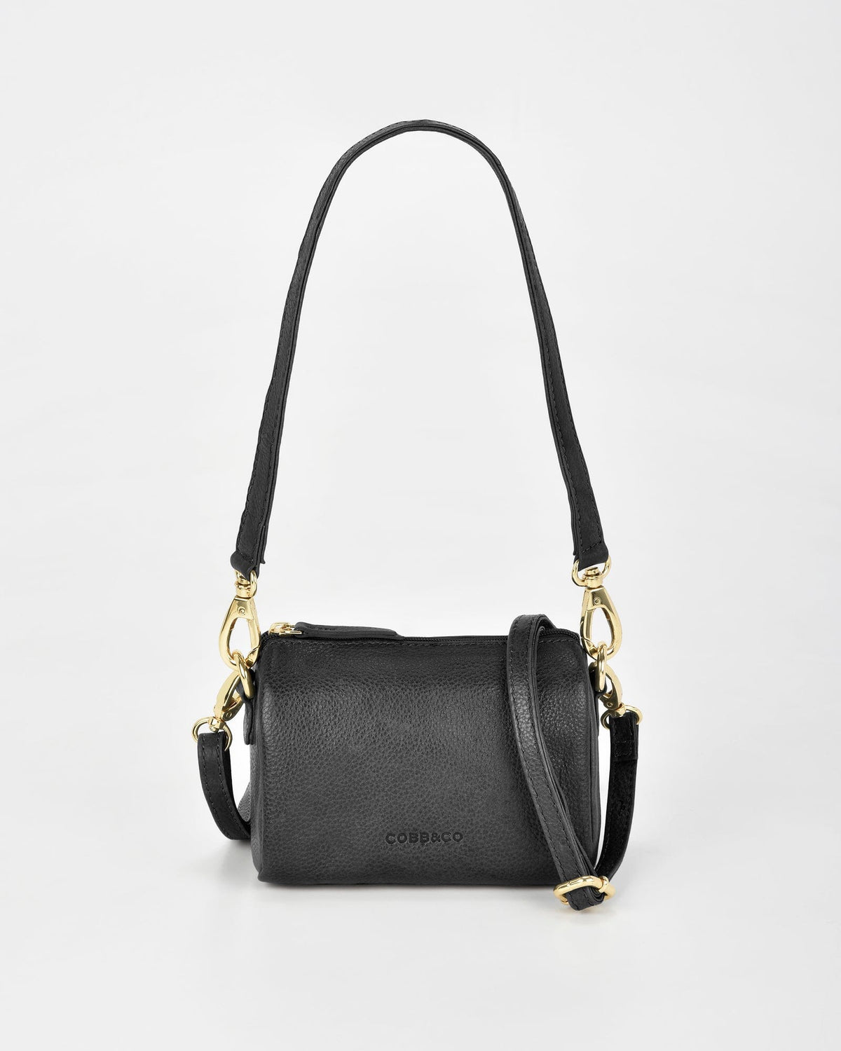 Botany Washed Leather Crossbody Shoulder Bag - Black