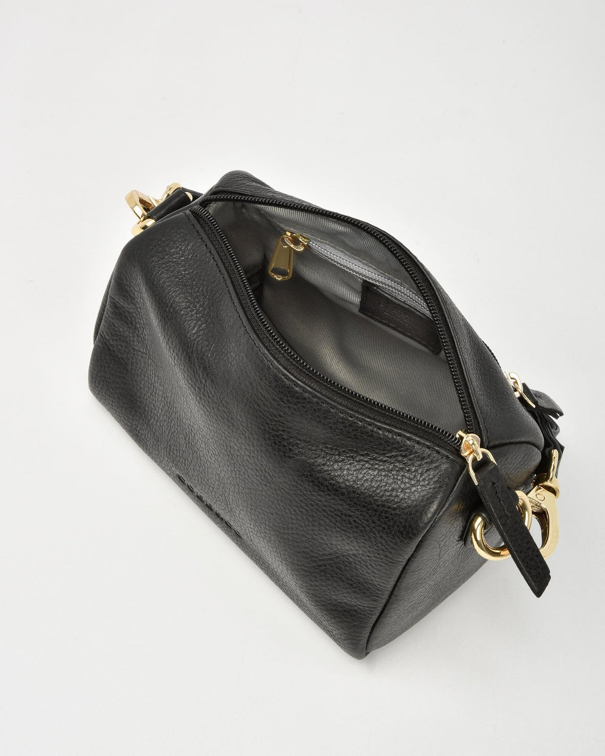 Botany Washed Leather Crossbody Shoulder Bag - Black