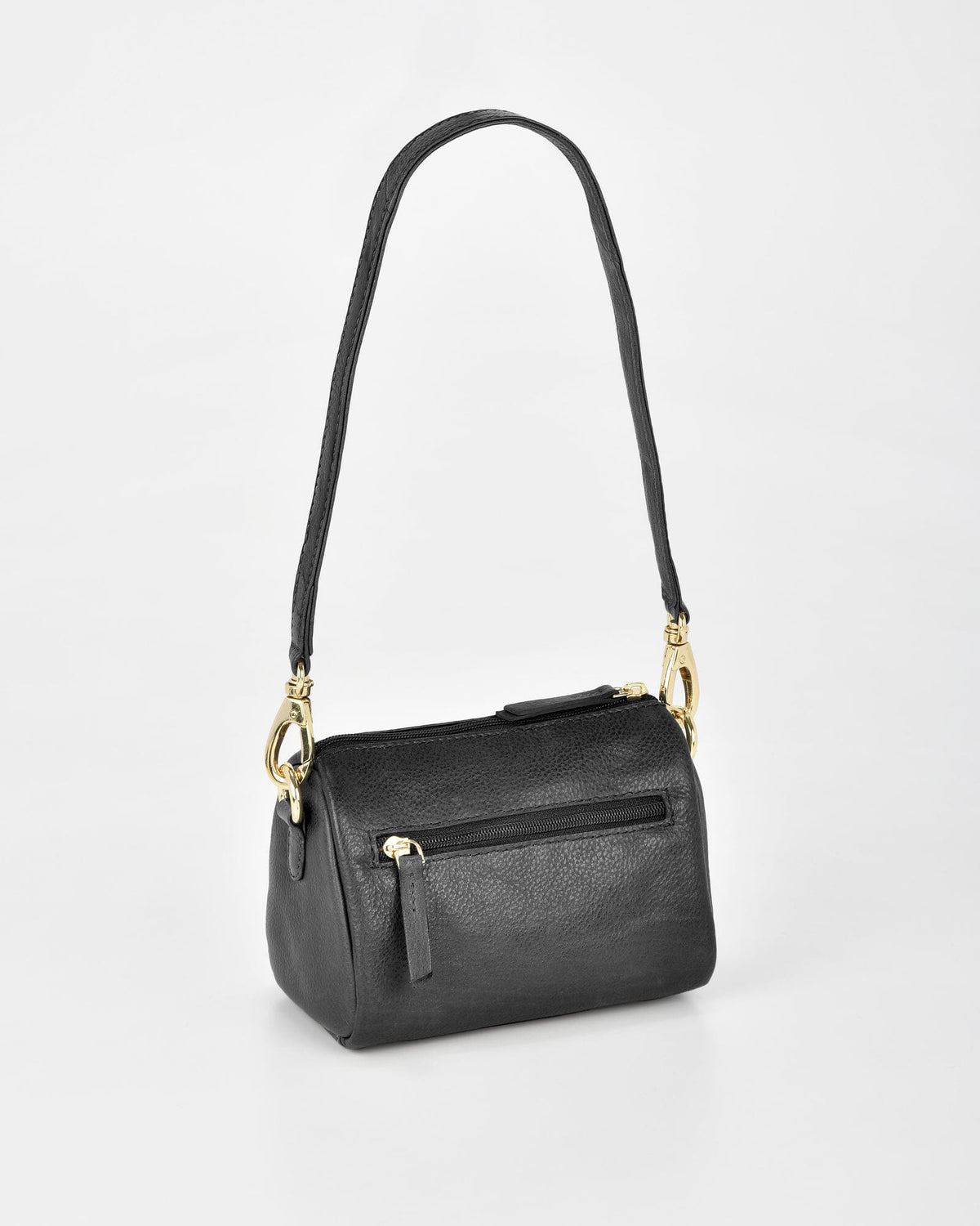 Botany Washed Leather Crossbody Shoulder Bag - Black