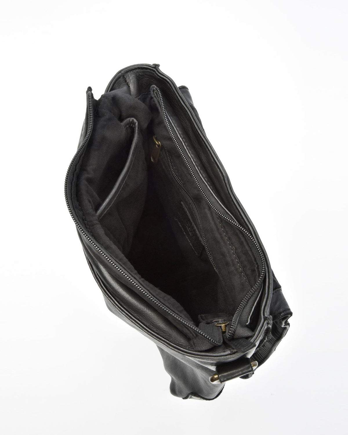 Bracewell Rugged Leather Flapover Crossbody - Black