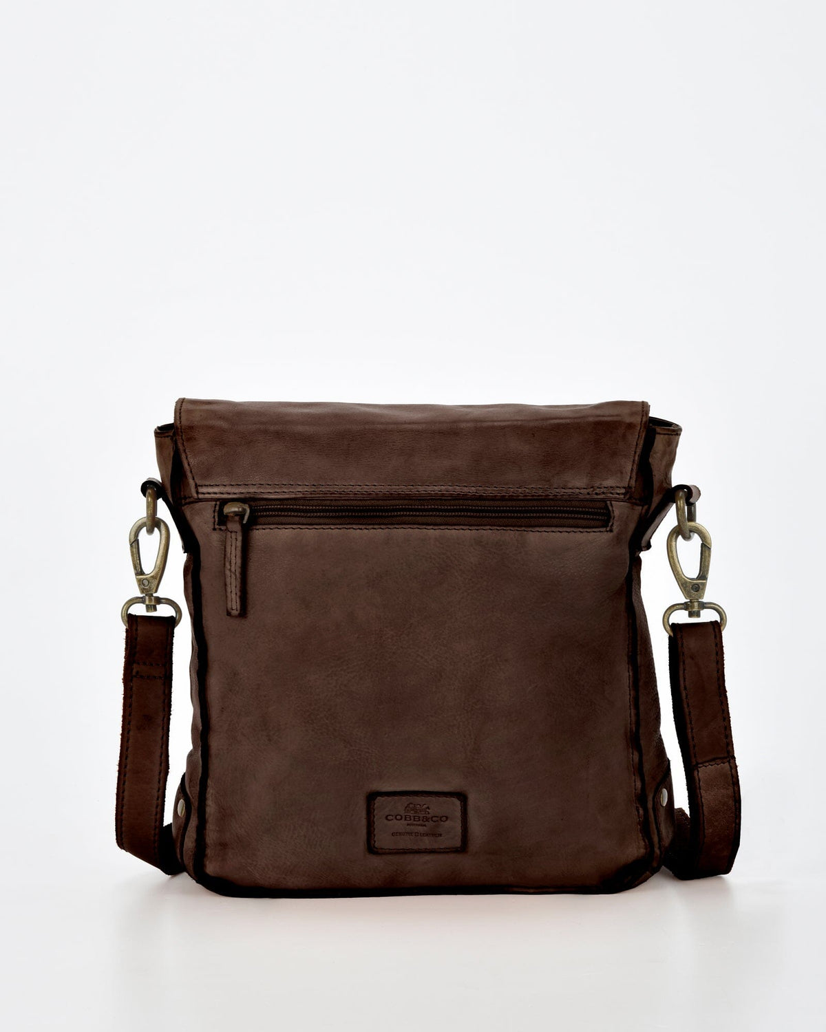 Bracewell Rugged Leather Flapover Crossbody - Chocolate