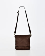 Bracewell Rugged Leather Flapover Crossbody - Chocolate