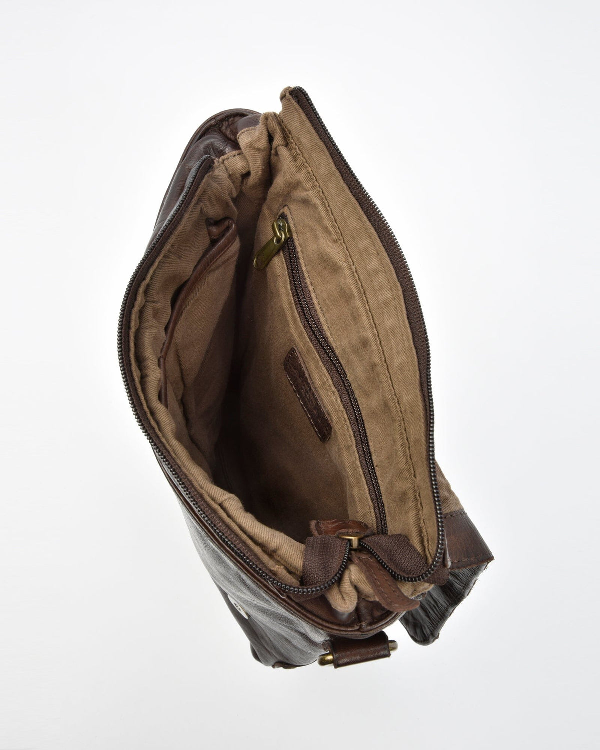 Bracewell Rugged Leather Flapover Crossbody - Chocolate