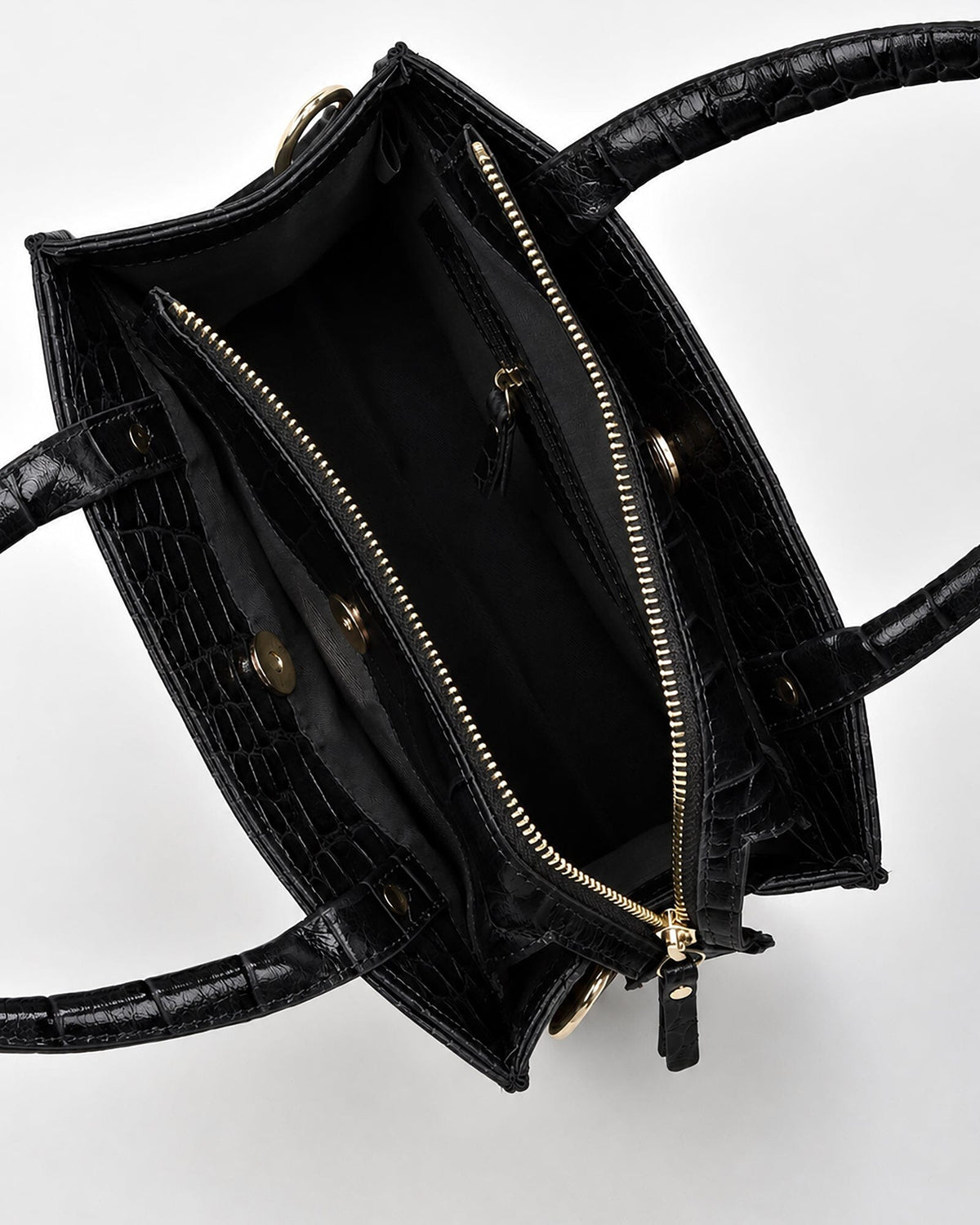 Brighton Croc Leather Crossbody Bag - Black