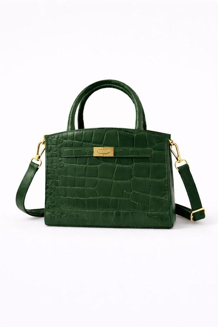 Brighton Croc Leather Crossbody Bag
