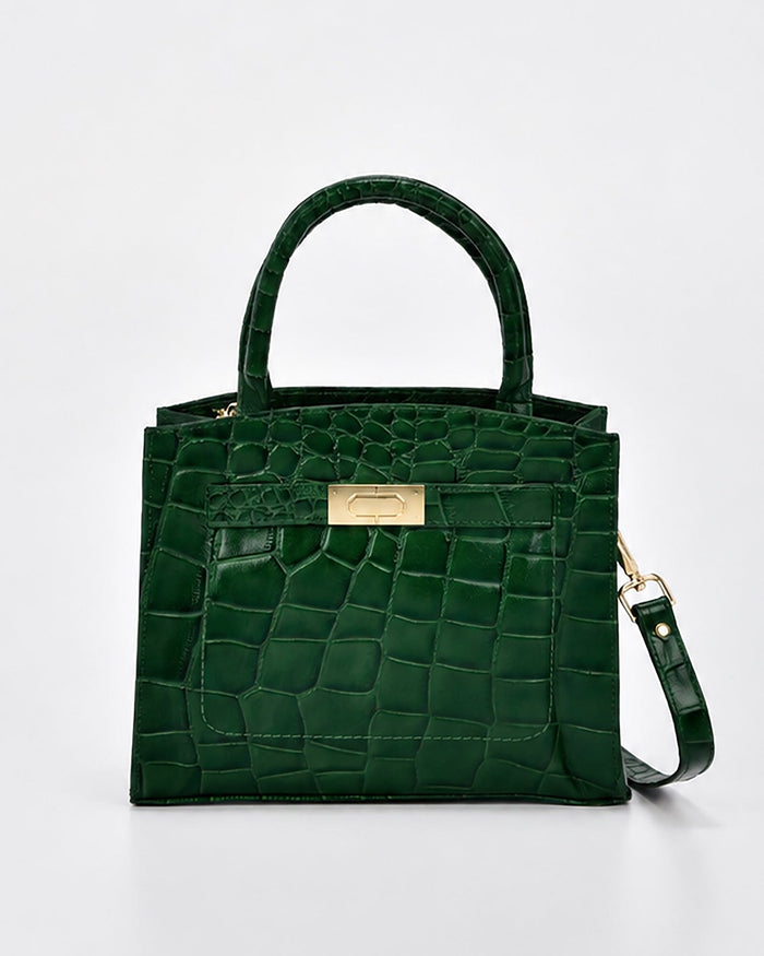 Brighton Croc Leather Crossbody Bag - Green