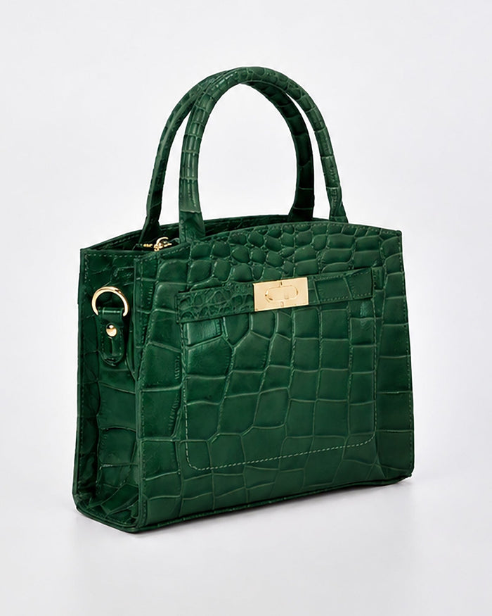 Brighton Croc Leather Crossbody Bag - Green