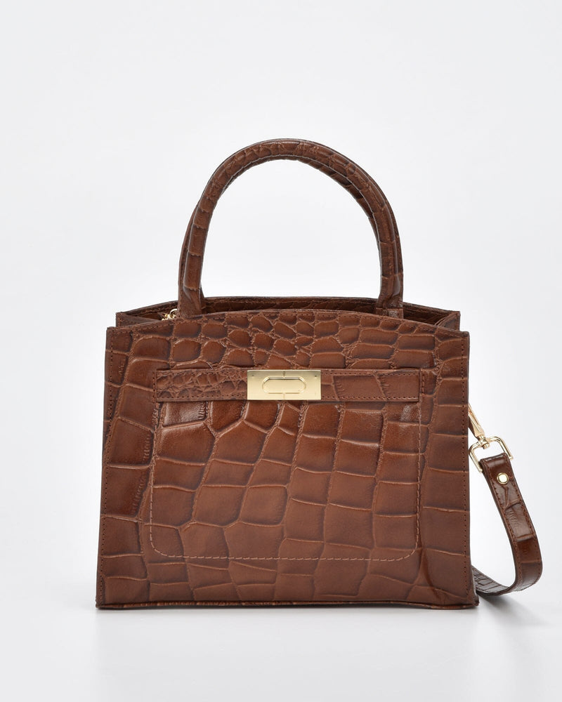 Brighton Croc Leather Crossbody Bag