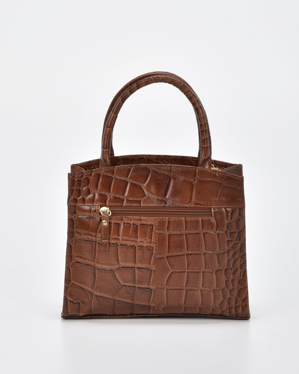 Brighton Croc Leather Crossbody Bag - Tan