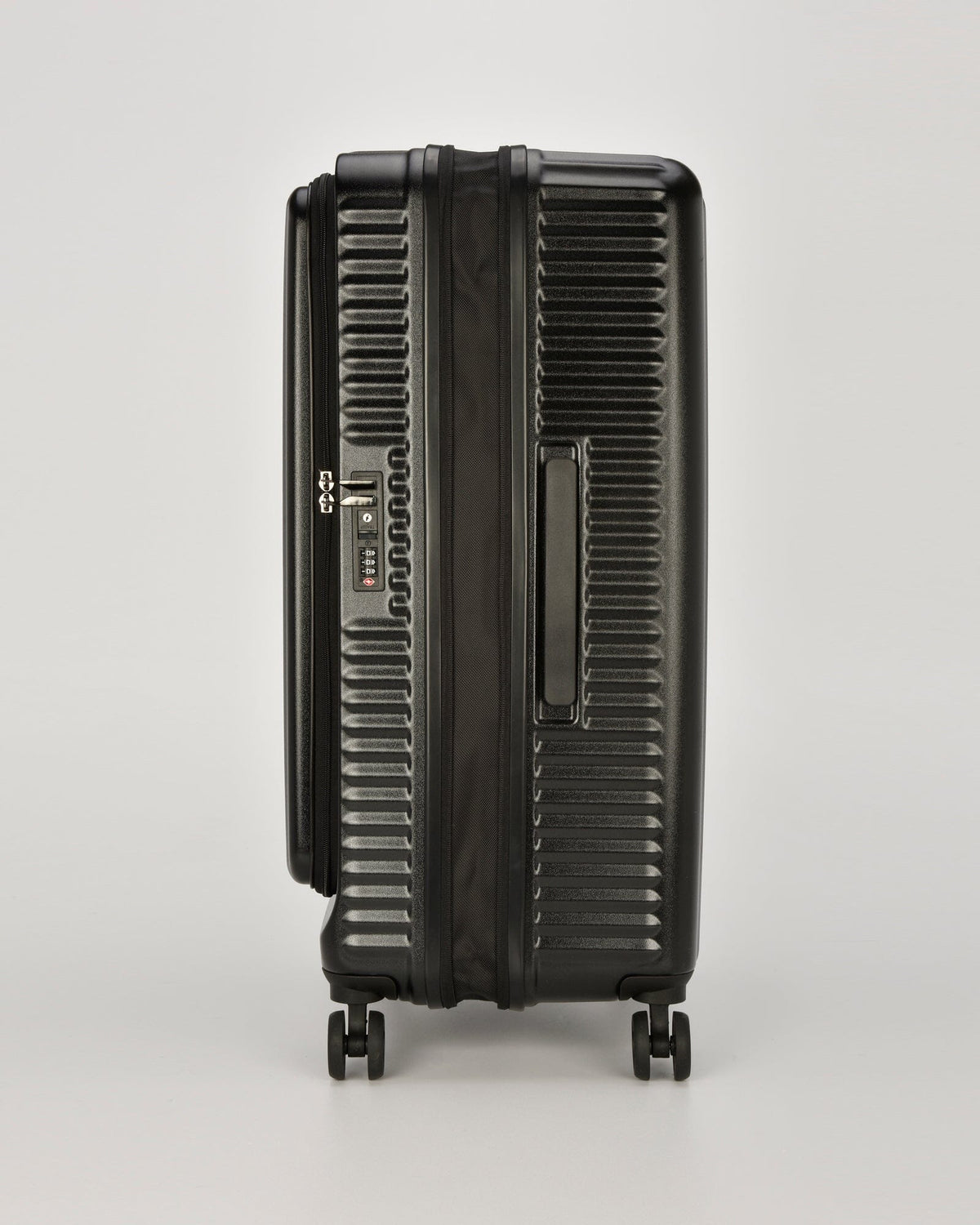 Canberra Expandable Front Opening Hardside 3 Piece Luggage Set - Black
