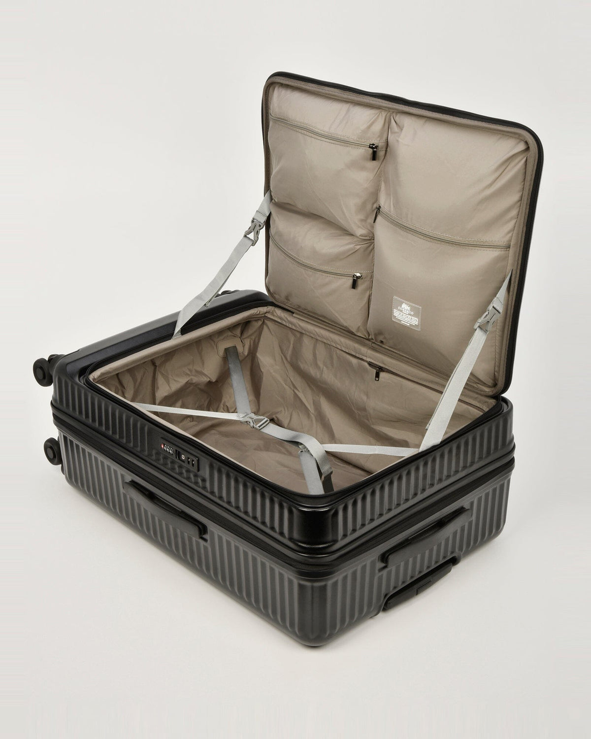 Canberra Expandable Front Opening Hardside 3 Piece Luggage Set - Black