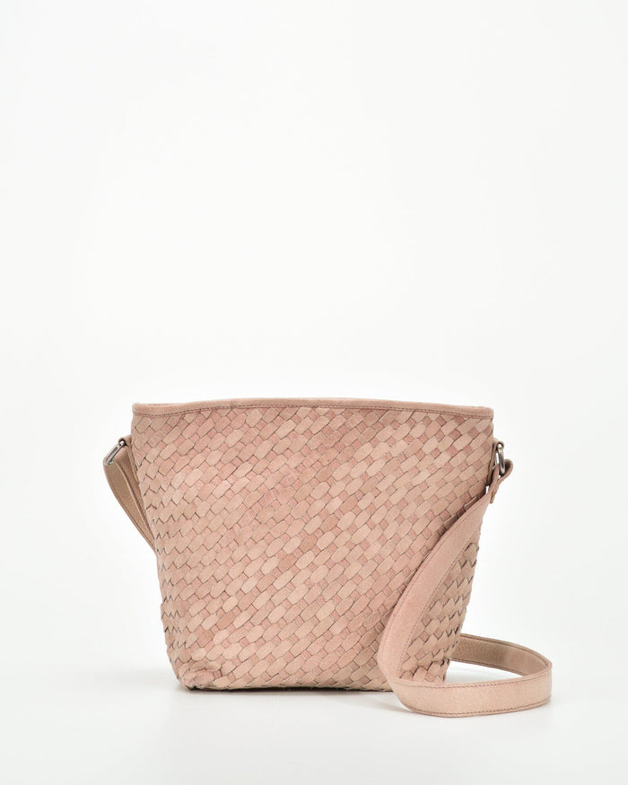 Canterbury Woven Leather Bucket Bag - Blush