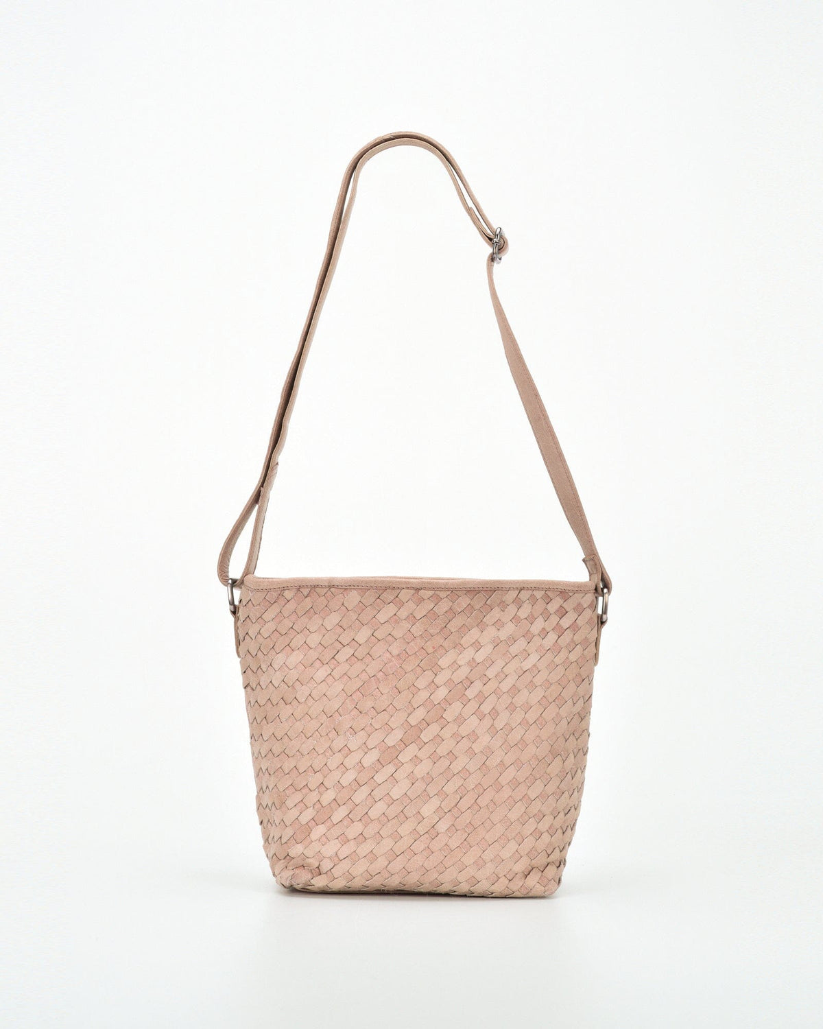 Canterbury Woven Leather Bucket Bag - Blush