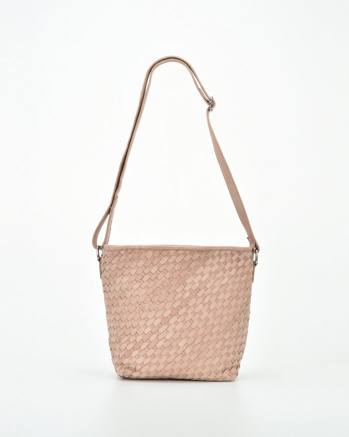 Canterbury Woven Leather Bucket Bag - Blush
