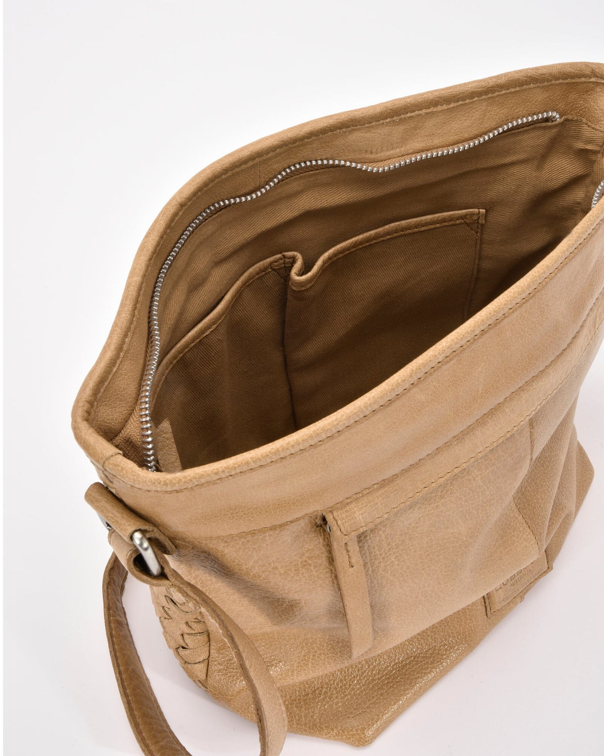 Canterbury Woven Leather Bucket Bag - Camel