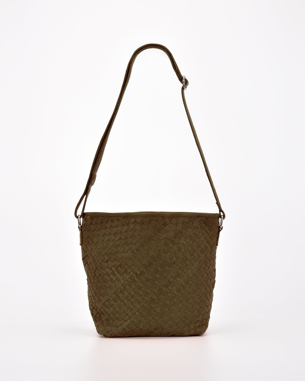 Canterbury Woven Leather Bucket Bag - Olive