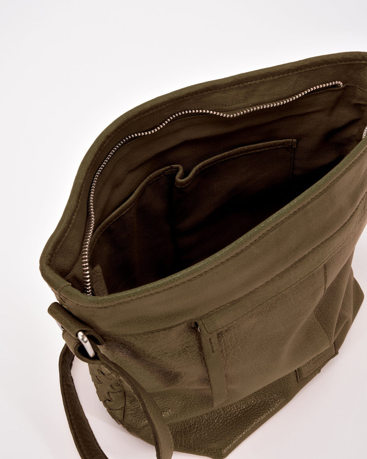 Canterbury Woven Leather Bucket Bag - Olive