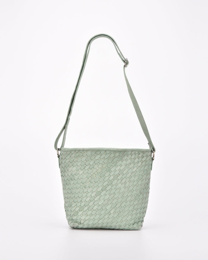 Canterbury Woven Leather Bucket Bag - Sea