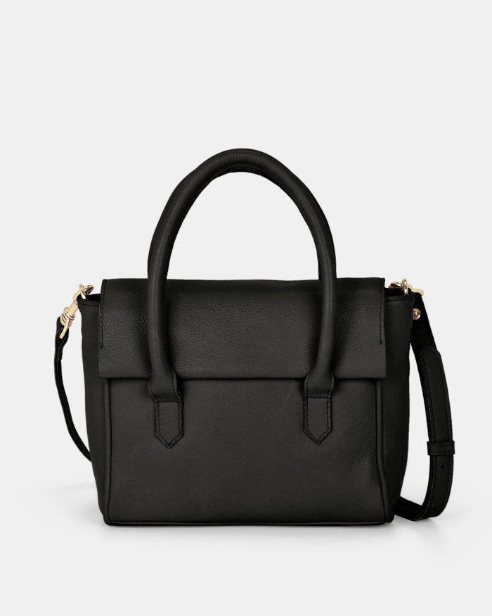 Carrie Leather Mini Tote - Black