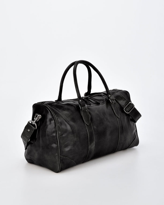 Carrington Leather Barrel Style Duffel - Black