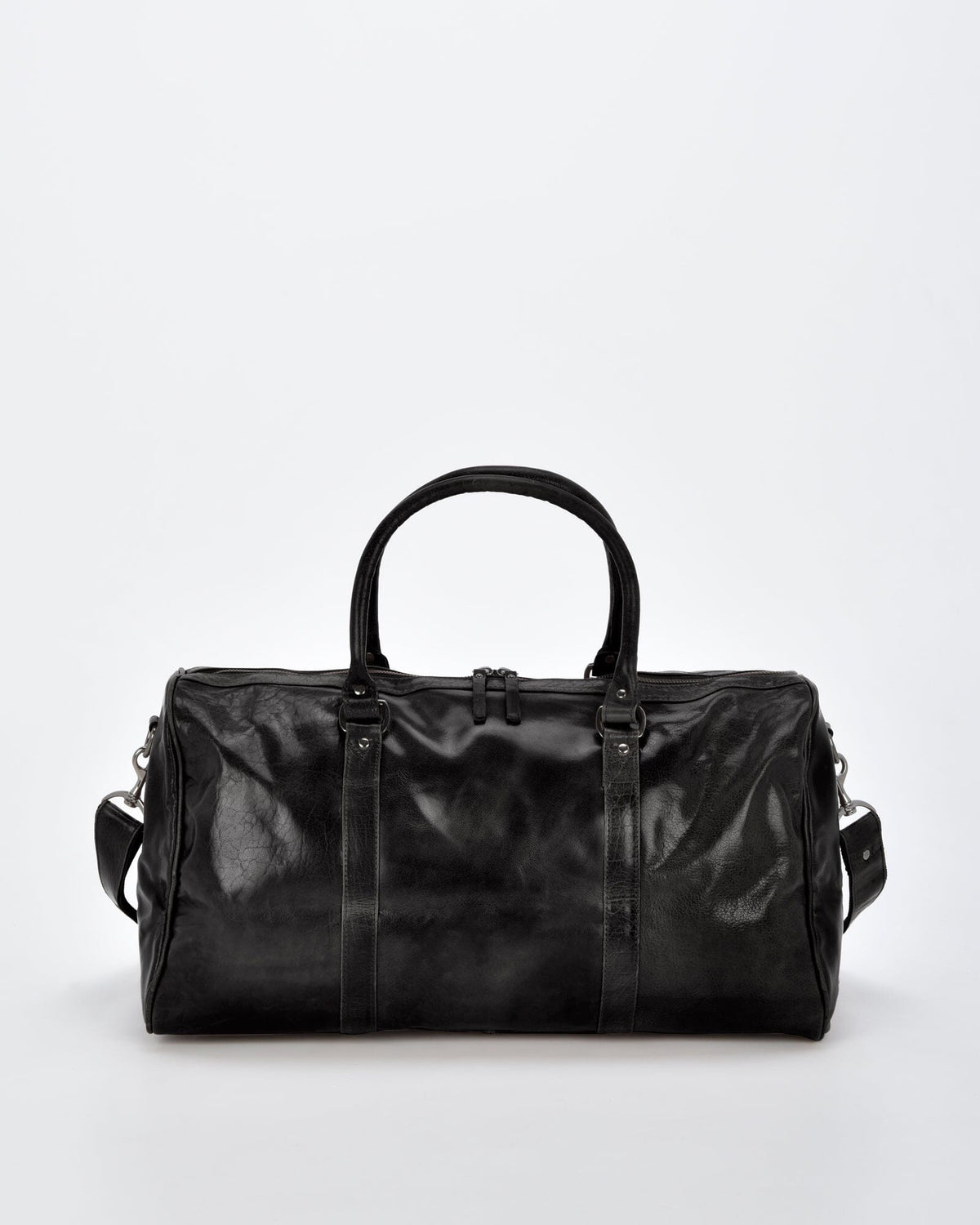 Carrington Leather Barrel Style Duffel - Black