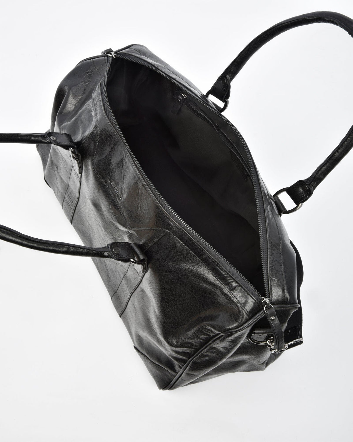 Carrington Leather Barrel Style Duffel - Black