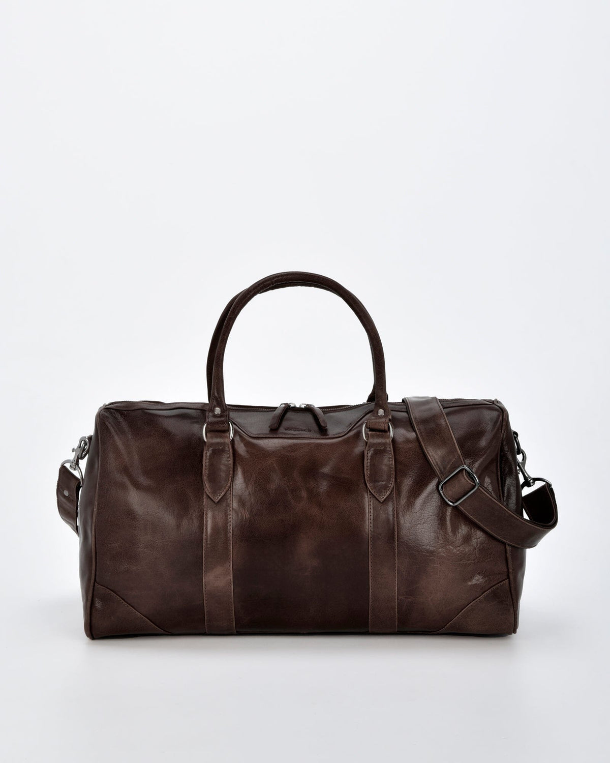 Carrington Leather Barrel Style Duffel - Chocolate