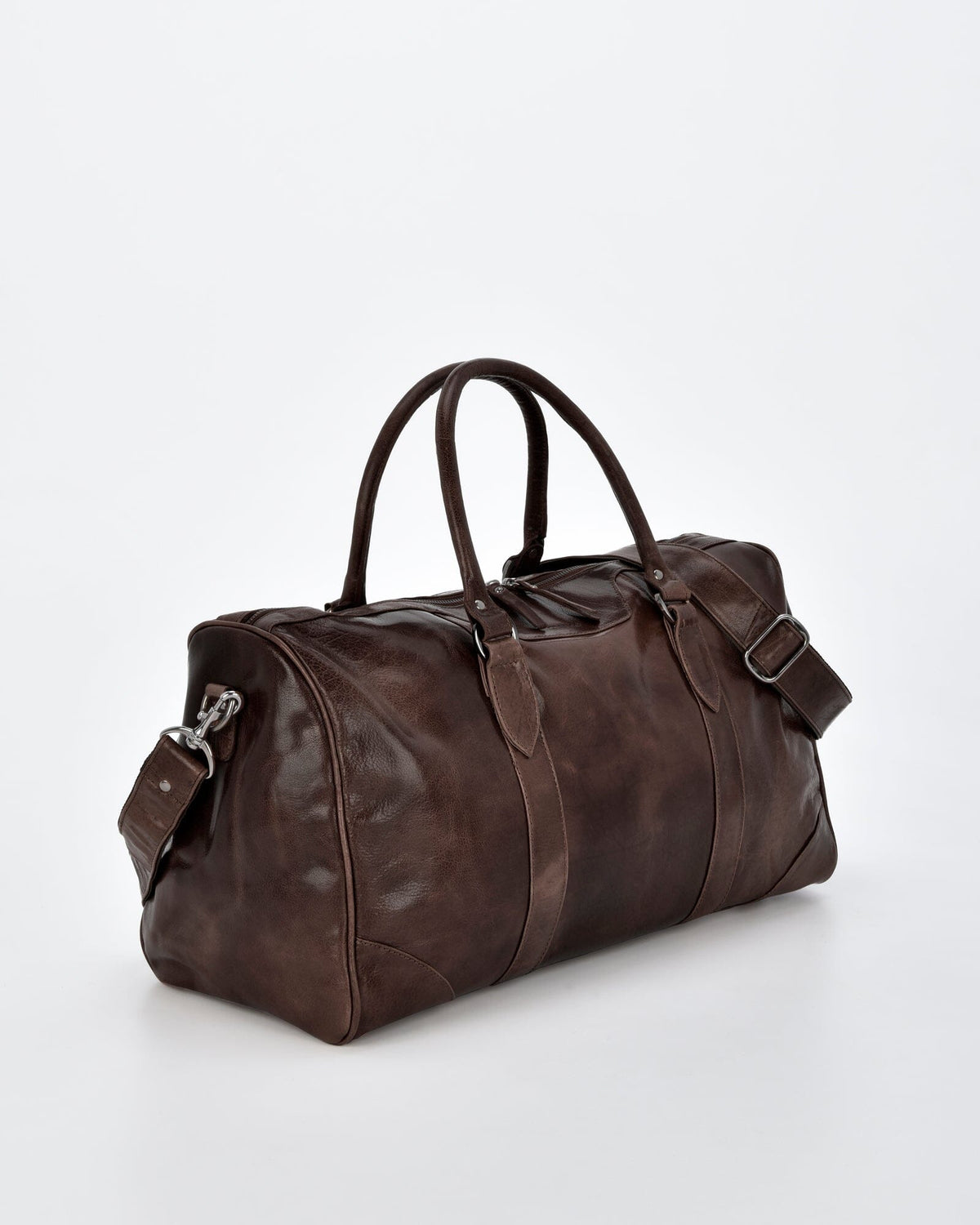 Carrington Leather Barrel Style Duffel - Chocolate
