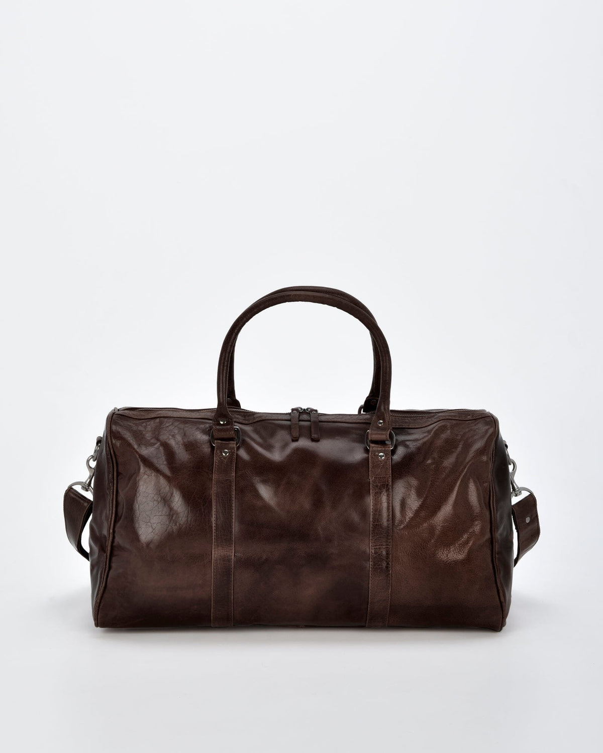 Carrington Leather Barrel Style Duffel - Chocolate