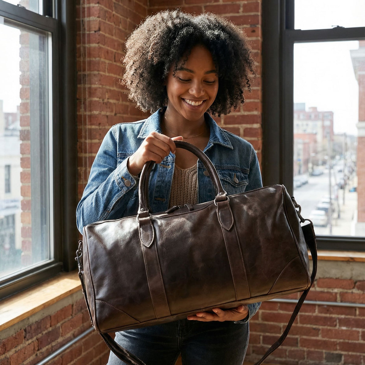 Carrington Leather Barrel Style Duffel