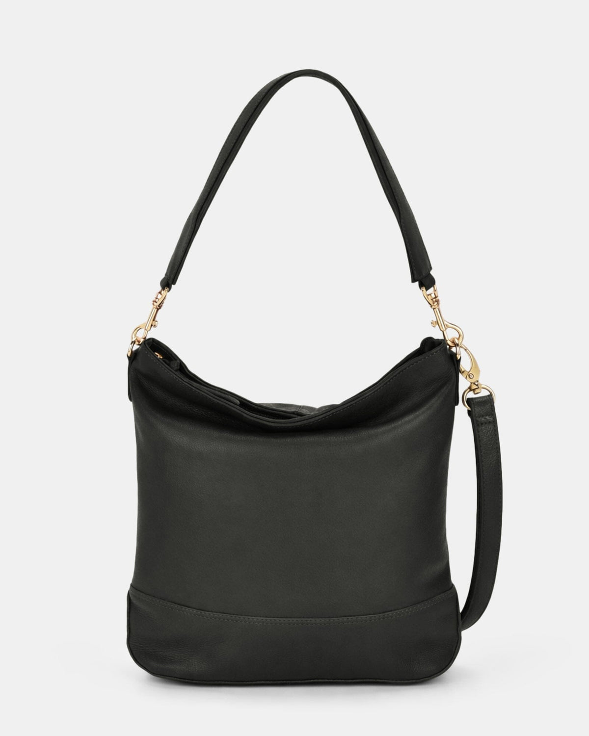 Cecilia Leather Bucket Shoulder Bag - Black