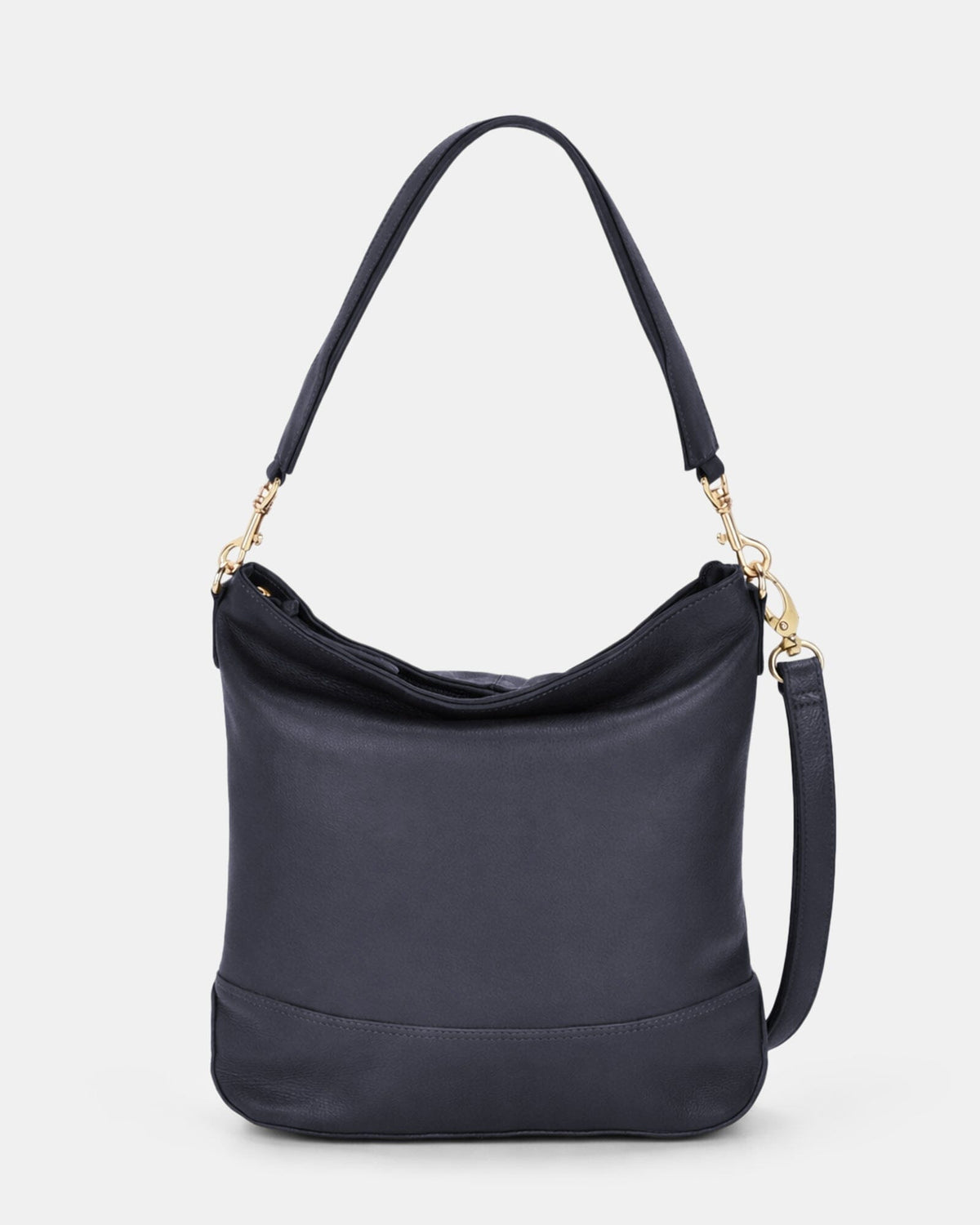 Cecilia Leather Bucket Shoulder Bag - Navy