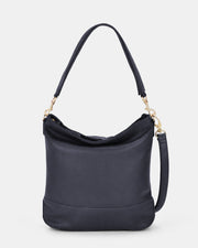 Cecilia Leather Bucket Shoulder Bag - Navy