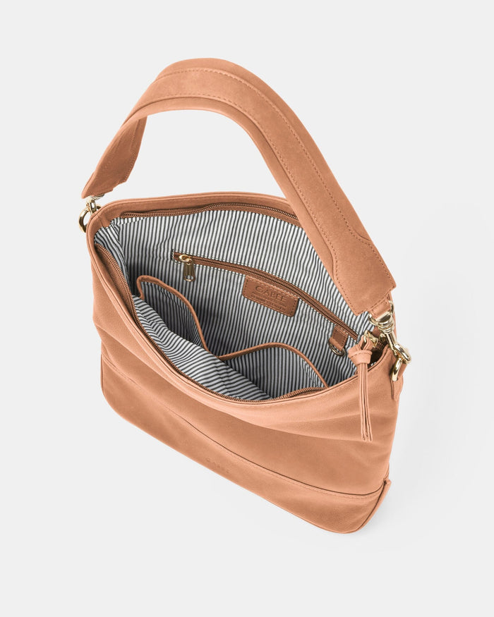 Cecilia Leather Bucket Shoulder Bag - Tan