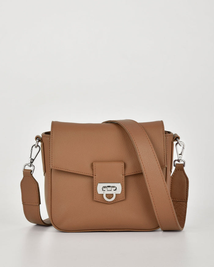 Charlotte Leather Turnlock Closure Crossbody Bag