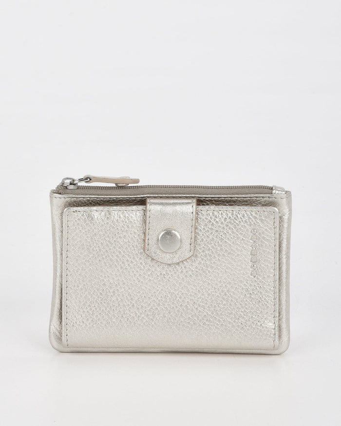 Collins RFID Safe Compact Leather Wallet - Silver