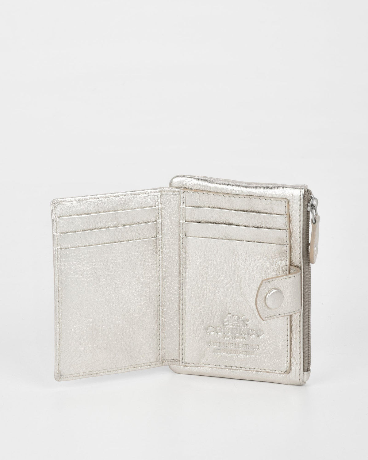 Collins RFID Safe Compact Leather Wallet - Silver