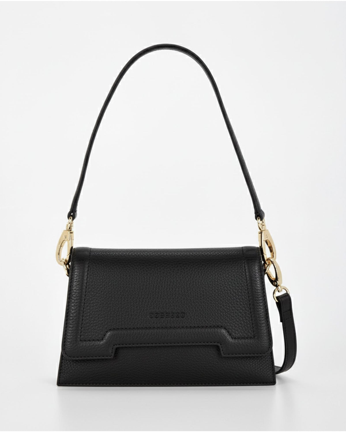Concord Washed Leather Structured Crossbody Shoulder Bag - Black