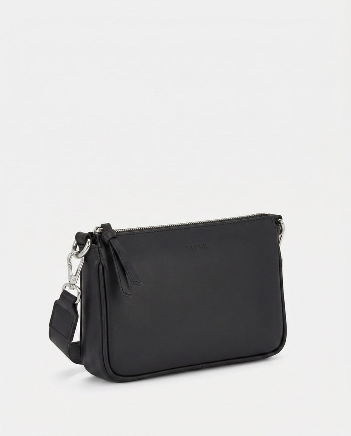 Dannii Soft Leather Thick Strap Crossbody - Black