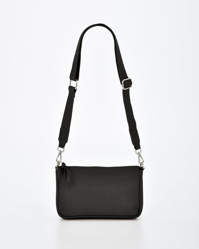 Dannii Soft Leather Thick Strap Crossbody - Black