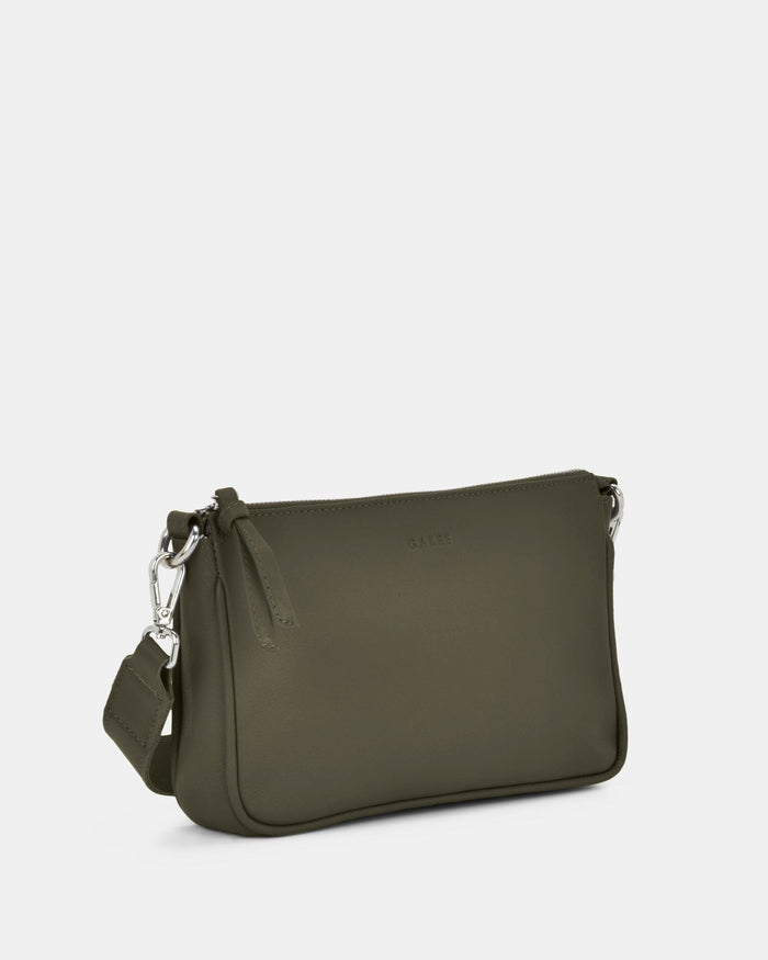 Dannii Soft Leather Thick Strap Crossbody - Olive
