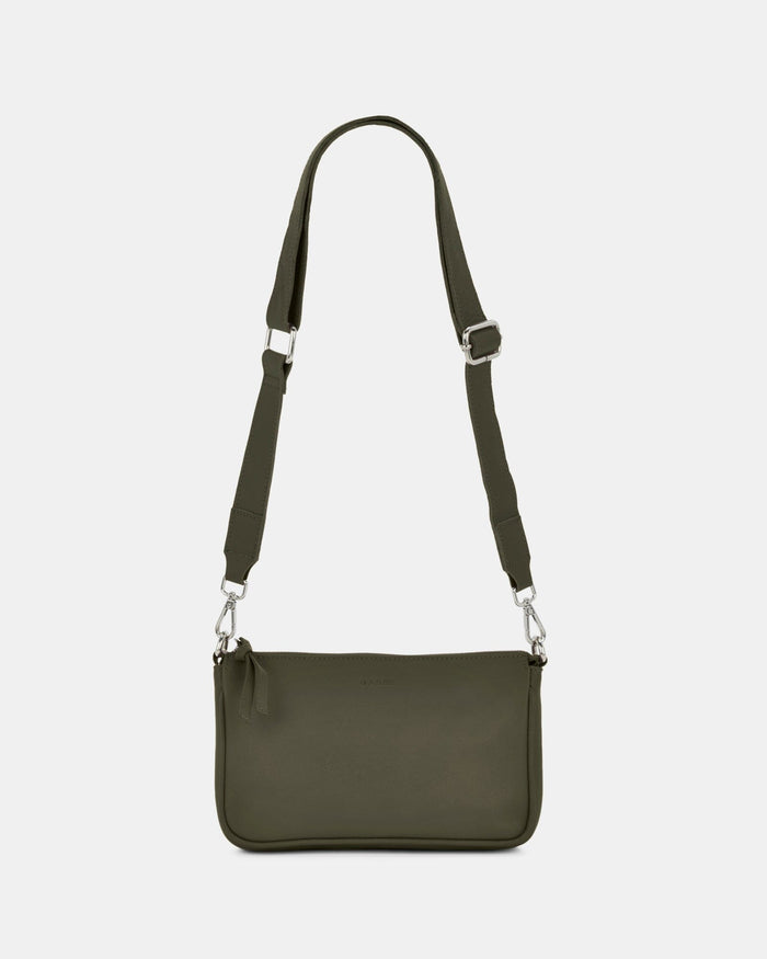 Dannii Soft Leather Thick Strap Crossbody - Olive