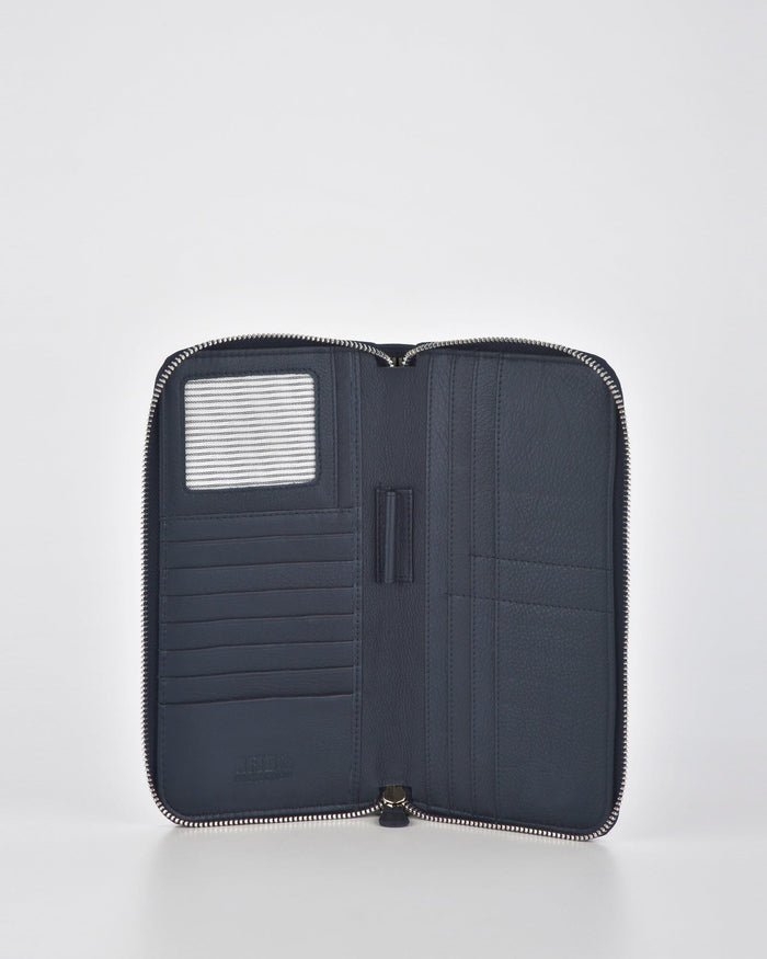 Dayna Leather Passport Document RFID Wallet - Navy Wallet COBB & CO 