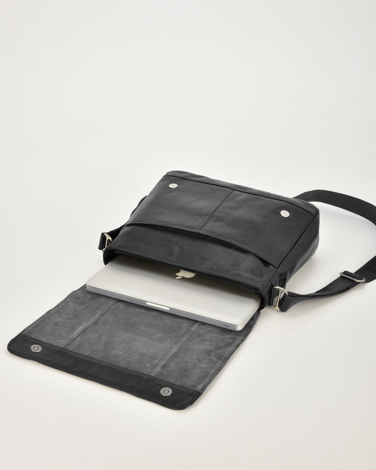 Declan Leather Laptop Bag - Black
