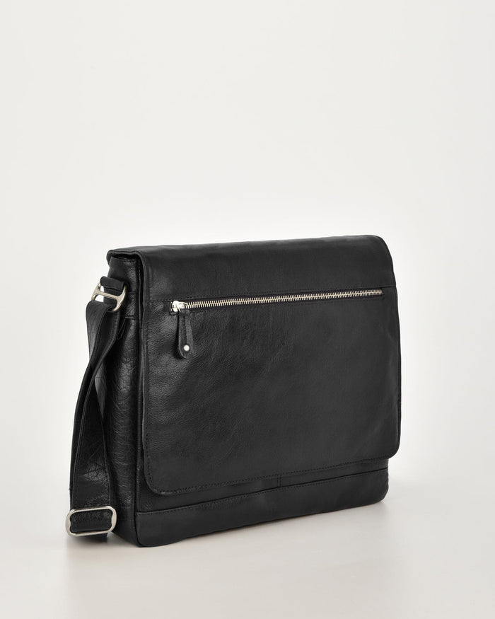 Declan Leather Laptop Bag - Black