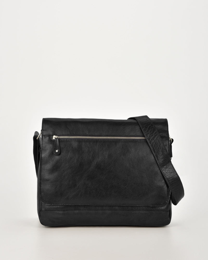 Declan Leather Laptop Bag - Black