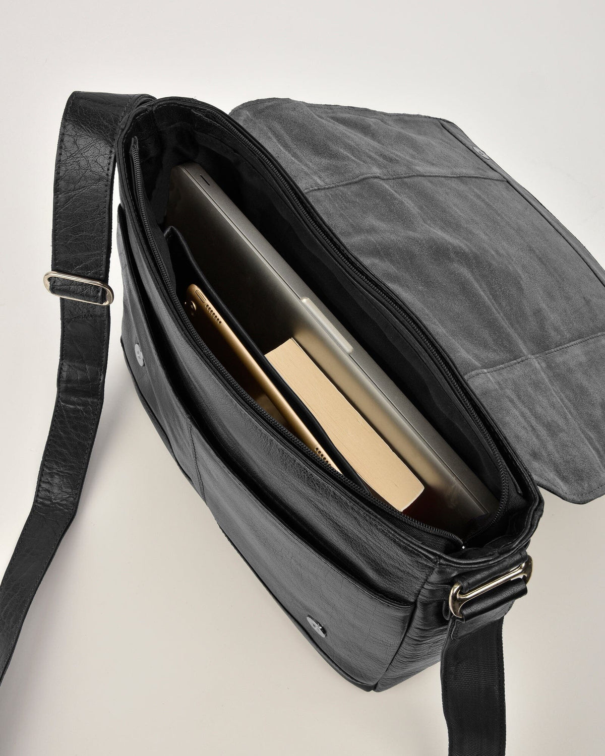 Declan Leather Laptop Bag - Black